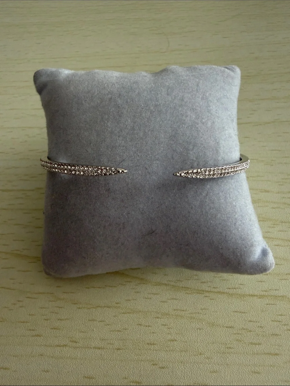 Silver Crystal Hinged Open Cuff Bracelet - Elegant Women Jewelry